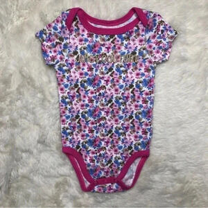 Juicy Couture Diaper Shirt Onesie Pink  & Blue Floral Size 0-3 Months